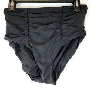 Becca by Rebecca Virtue Women's Shirred High Waist Bikini Bottom Black XL